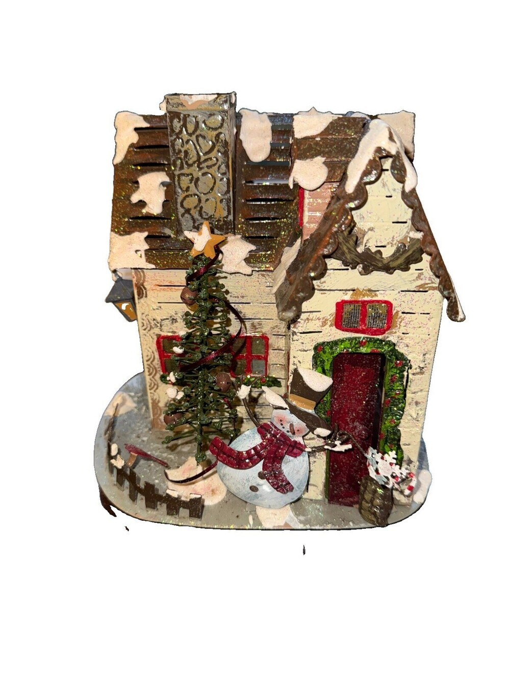 Vintage Metal Tealight Holder Christmas Village House Kohl's Retired